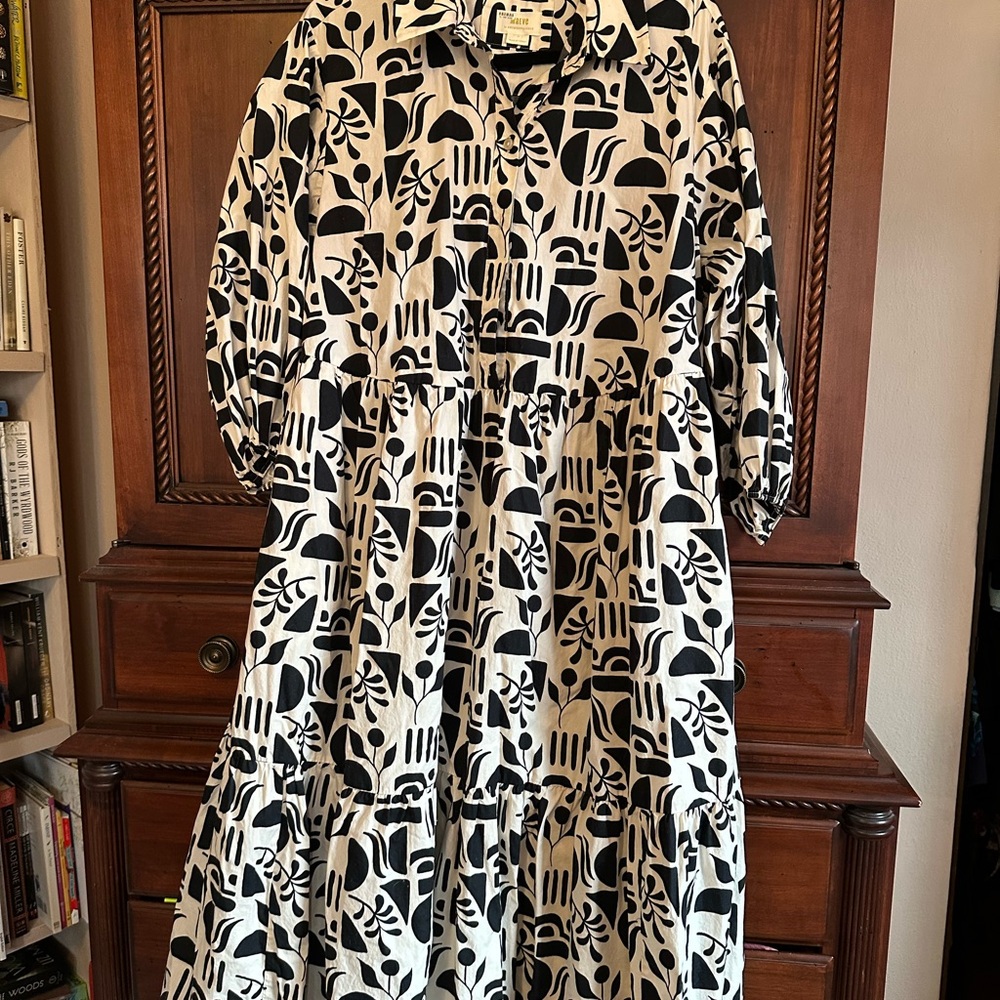 Maeve Anthropologie Bettina tiered maxi Graphic Dress